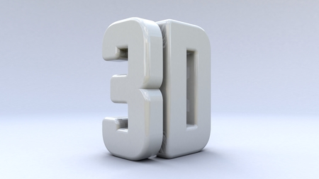 illustration Large three-dimensional  on a white isolated matte background. Shiny white paint.3d renderingの写真素材