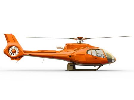 Orange civilian helicopter on a white uniform background. 3d illustrationの写真素材