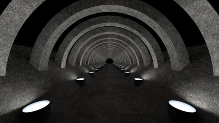 A concrete corridor template with lighting for use as a background for your design. 3d renderingの写真素材