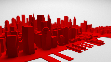 3d red city panorama isolated on white background. 3d renderingの写真素材