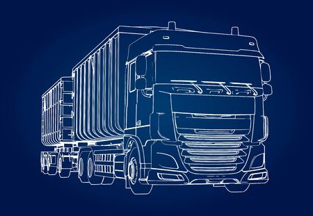 Large truck with separate trailer, for transportation of agricultural and building bulk materials and productsのイラスト素材