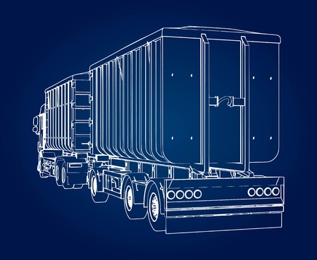 Large truck with separate trailer, for transportation of agricultural and building bulk materials and productsのイラスト素材