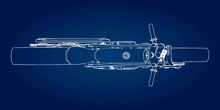 The concept of the electric motorcycle of the future. Vector illustration in contour linesのイラスト素材