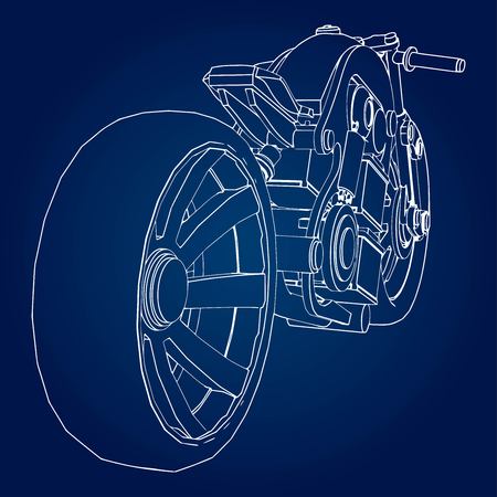 The concept of the electric motorcycle of the future. Vector illustration in contour linesのイラスト素材