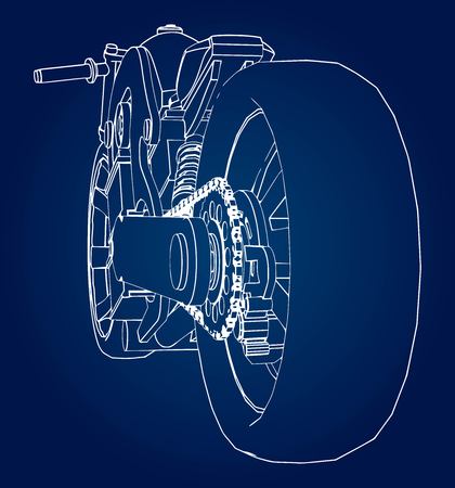 The concept of the electric motorcycle of the future. Vector illustration in contour linesのイラスト素材