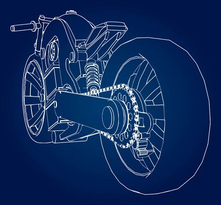 The concept of the electric motorcycle of the future. Vector illustration in contour linesのイラスト素材