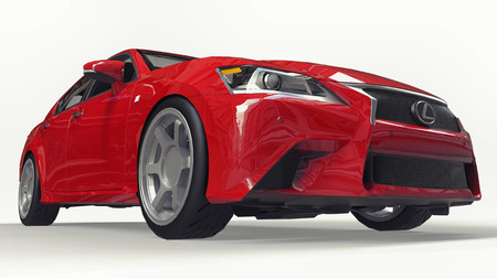 3d model red lexus gs on white background. 3d rendering.
