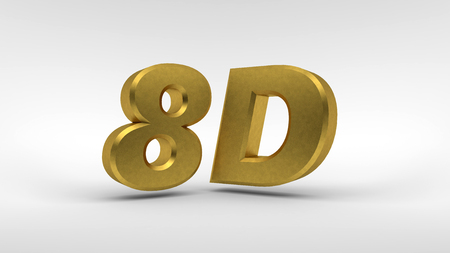 Gold 8D logo isolated on white background with reflection effect. 3d renderingの写真素材