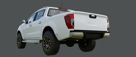 White commercial vehicle delivery truck with a double cab. Machine without insignia with a clean...