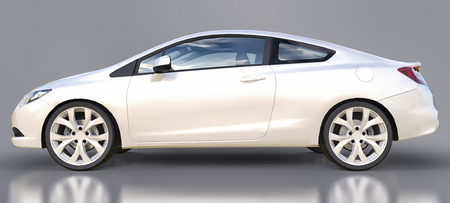 White small sports car coupe. 3d rendering