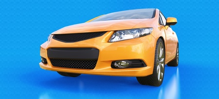 Orange small sports car coupe. 3d renderingの写真素材