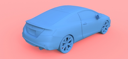 Blue small sports car coupe. 3d renderingの写真素材