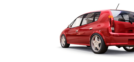 Red city car with blank surface for your creative design. 3D rendering.の写真素材