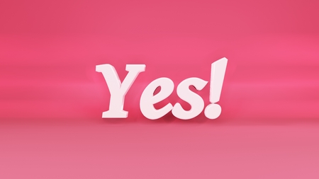 Yes, word from 3d letters isolated on a pink background. 3d renderingの写真素材