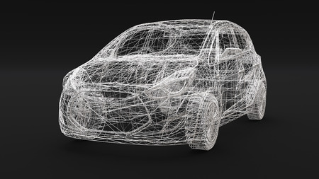 Small family car, mesh design. 3D renderingの写真素材