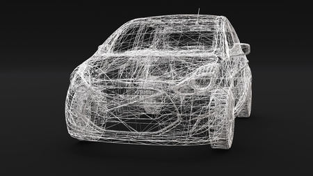 Small family car, mesh design. 3D renderingの写真素材