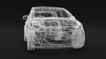 Small family car, mesh design. 3D renderingの写真素材