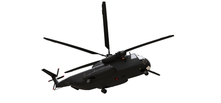 Military transport or rescue helicopter on white background. 3d illustration