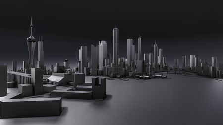 Three-dimensional landscape of the modern city. The huge layout of the metropolis. 3D renderingの写真素材