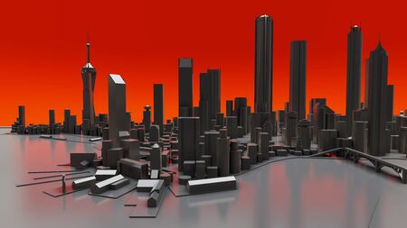 Three-dimensional landscape of the modern city. The huge layout of the metropolis. 3D renderingの写真素材