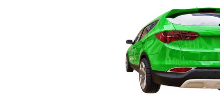 Compact city crossover green color on a white background. 3d renderingの写真素材