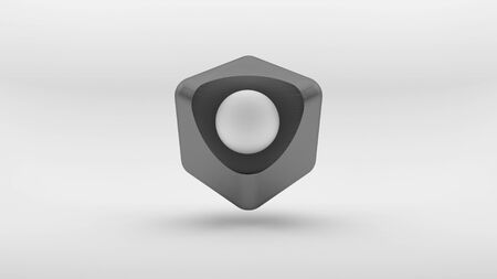 Cube isometric logo concept on white background. 3d rendering