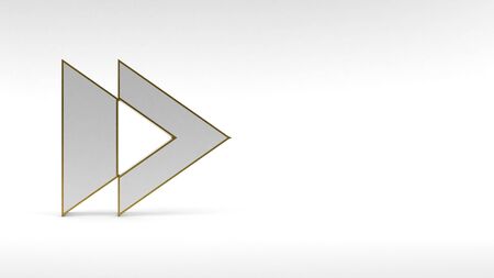 Logo arrow button on white background with gold edging and soft shadows. 3d renderingの写真素材