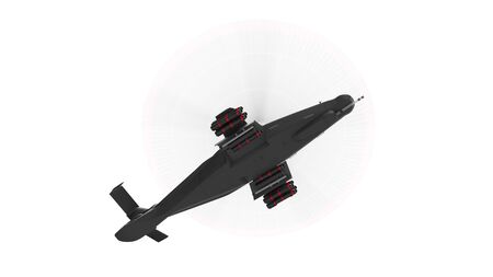 Modern army helicopter in flight with a full complement of weapons on a white background. 3d...