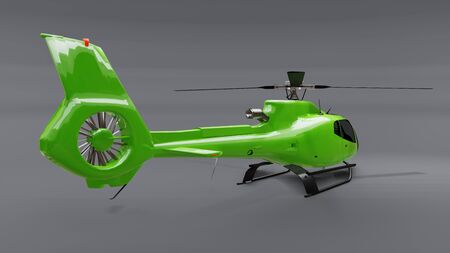 Green helicopter isolated on the gray background. 3d illustration.の写真素材