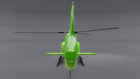 Green helicopter isolated on the gray background. 3d illustrationの写真素材