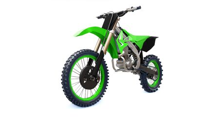 Green and black sport bike for cross-country on a white background. Racing Sportbike. Modern...