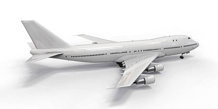 Large passenger aircraft of large capacity for long transatlantic flights. White airplane on white...