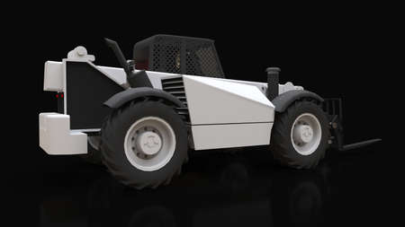 Forklift truck on a black background. 3d rendering