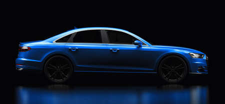 Tula, Russia. February 25, 2021: Audi A8 Quattro 2020 luxury stylish car isolated on black background. 3d renderingのeditorial素材