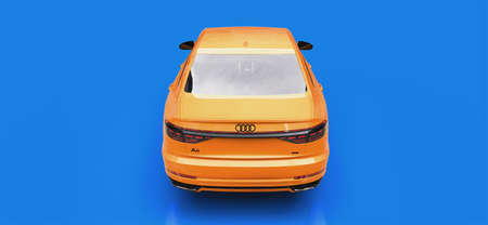 Tula, Russia. February 25, 2021: Audi A8 Quattro 2020 luxury stylish car isolated on black...