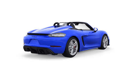 Tula, Russia. March 27, 2021: Porsche 718 Spider 2017 mint green sports car cabrio on gray background. 3d rendering, 3d illustrationのeditorial素材