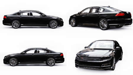 3d illustration. 3d rendering of a brandless generic car in a white studio environmentの写真素材