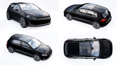 small family car hatchback. 3d rendering.