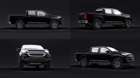 Set pickup car on a black background.の写真素材