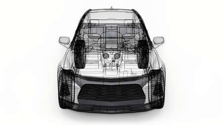 Ultra-modern SUV with a catchy expressive design for young people and families 3d illustration.