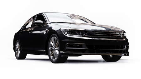 3d rendering of a brandless generic black car in a white studio environment