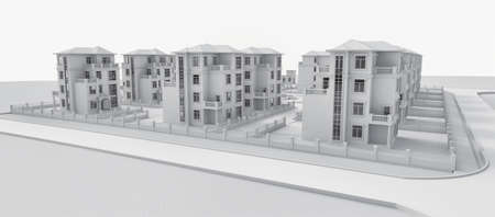 Modern beautiful house. Cottage for a large family. 3D illustration.の写真素材