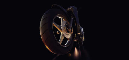 Modern urban black moped on a black background. 3d illustration