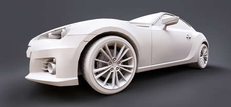 Model sports compact car made of matte plastic. City car coupe. Youth sports car. 3d illustrationの写真素材