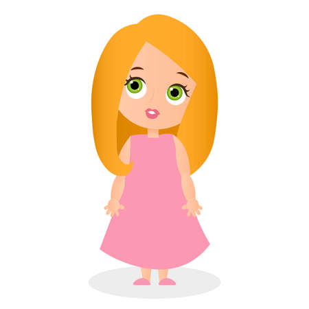 Cute girl cartoon character. Vector illustration eps 10 isolated on white background. Flat cartoon styleのイラスト素材