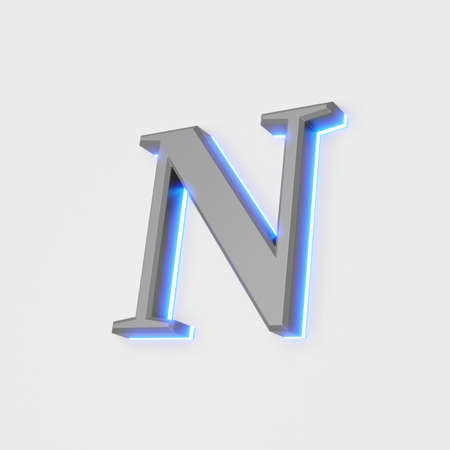 illustration of glowing letter on white backgroundの写真素材