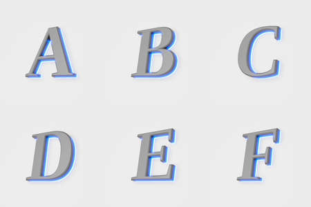 illustration of glowing letter on white backgroundの写真素材