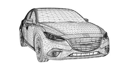 Abstract Creative vector 3d Sports car lines connected to pointsのイラスト素材
