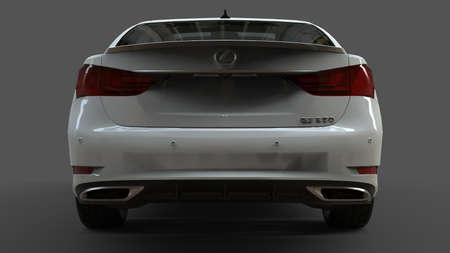 3d model white lexus gs on grey background. 3d rendering.のeditorial素材