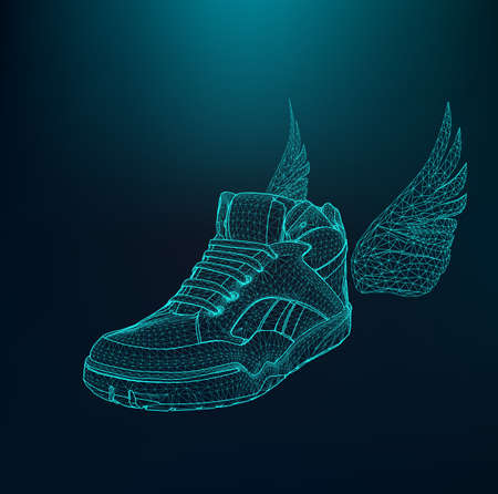 Sport shoes for running. Scope of lines and dots. Molecular latticeのイラスト素材